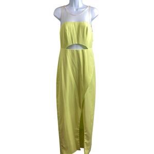Vintage Bebe Women's Y2K Yellow Cutout Maxi Dress Size 8 Prom Bodycon Party